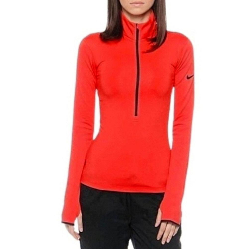 Nike Pro Women's Dri-FIT Half-Zip Orange Athletic Running Pullover